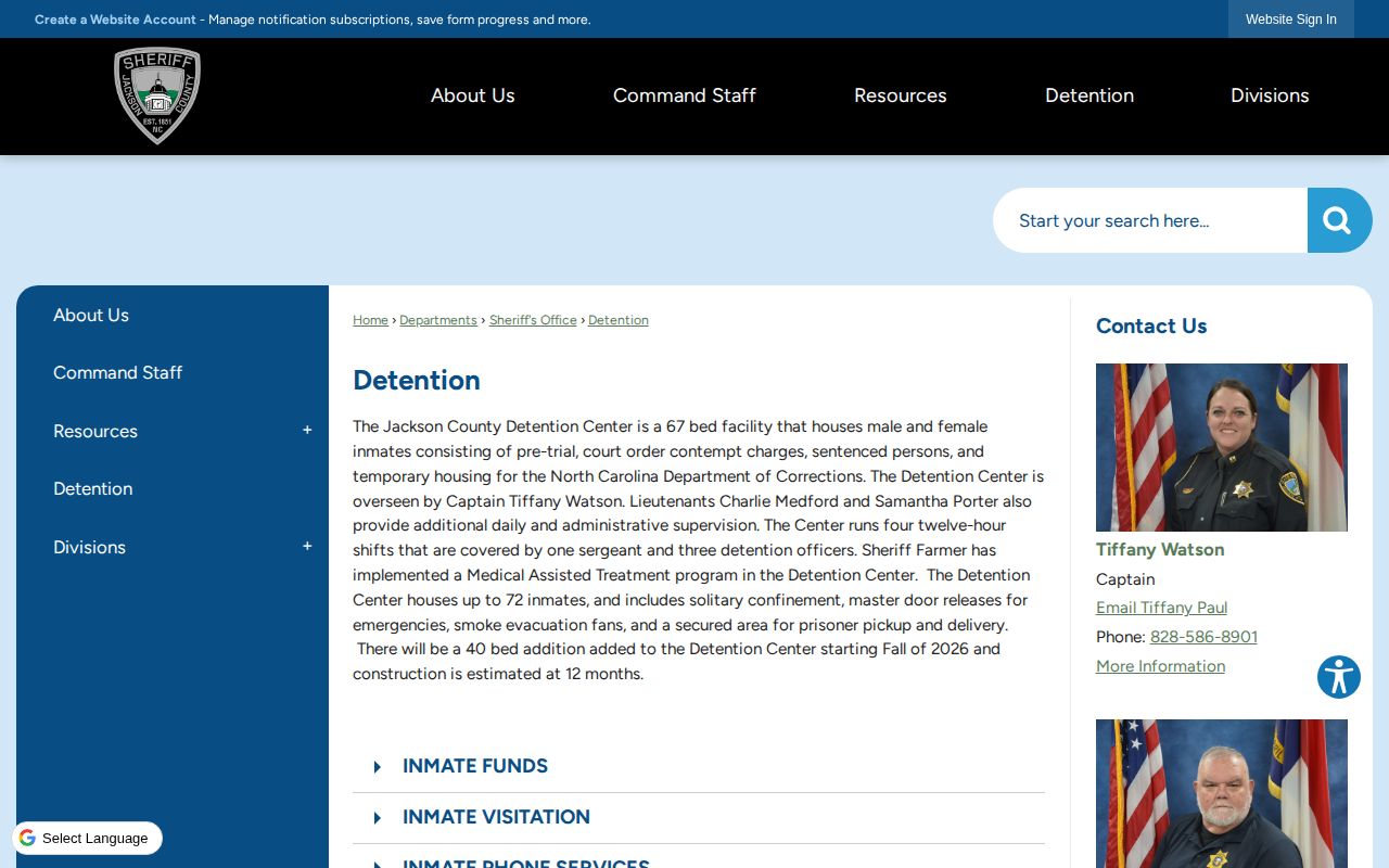 Jackson County Detention Center release and facility information