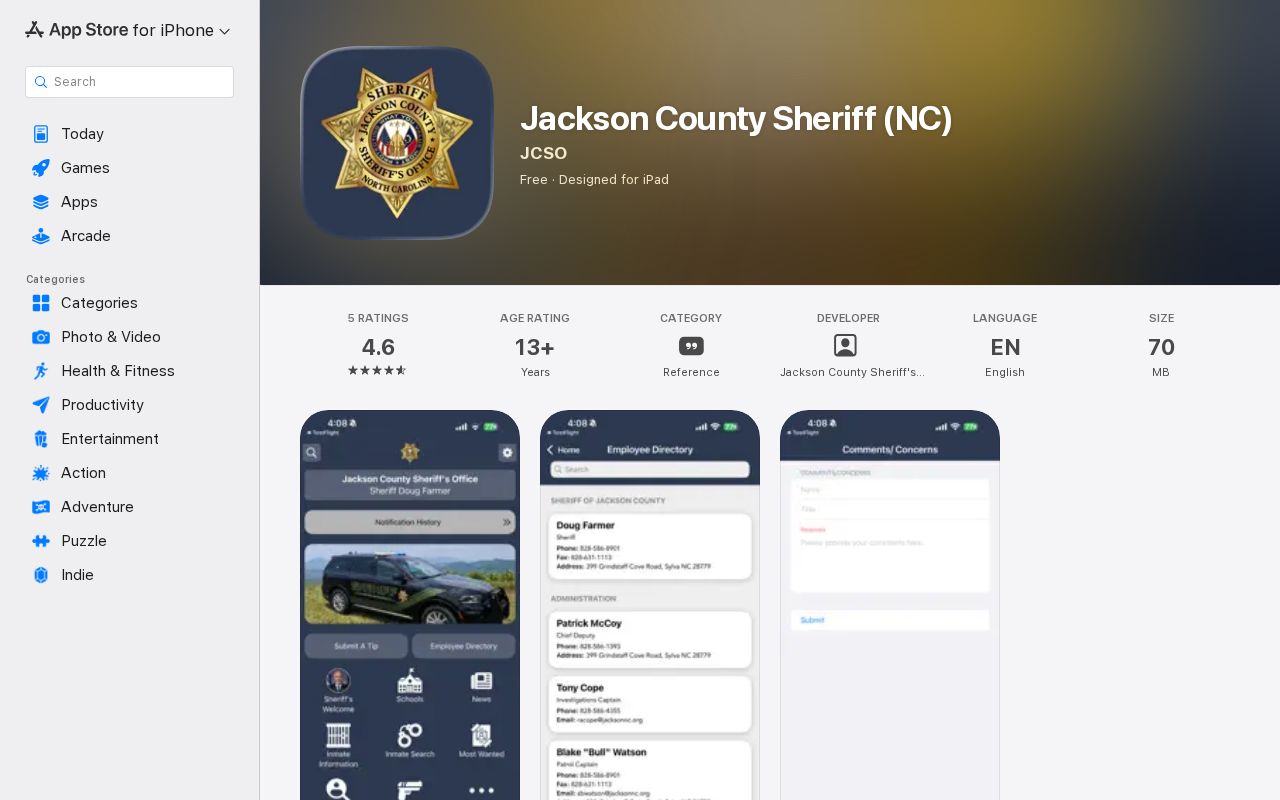 Jackson County release mugshot official sheriff iPhone app channel